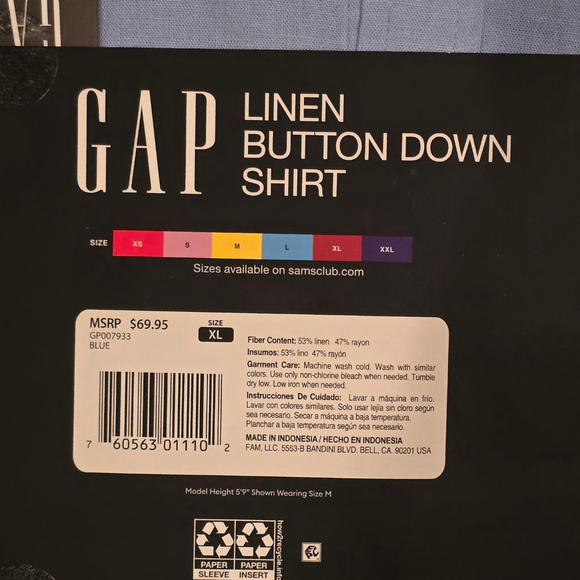 Women's GAP Blue Linen Button Down Shirt Standard XL - Picture 2 of 3